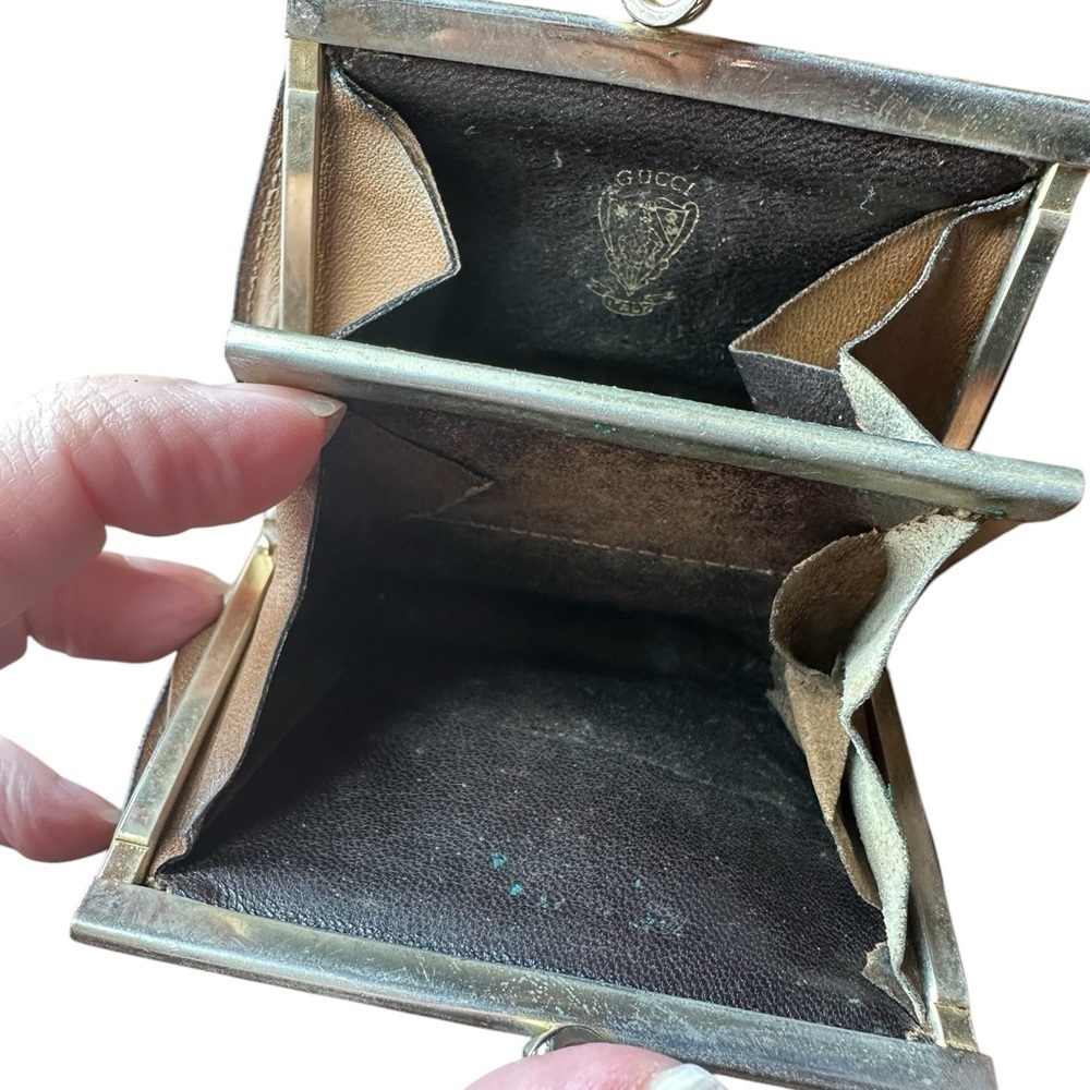 Gucci Brown Leather Kiss-lock Coin purse - Picture 9 of 11